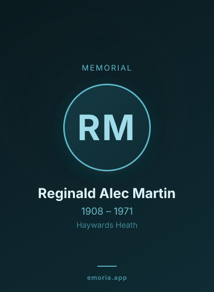 Memorial portrait of Reginald Alec Martin
