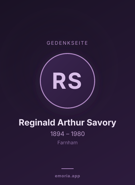 Gedenkportrait von Reginald Arthur Savory