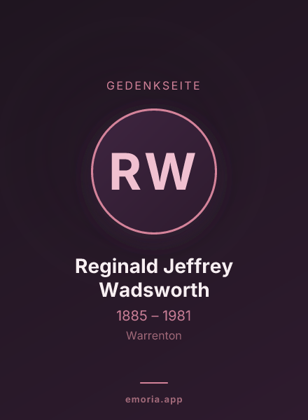 Gedenkportrait von Reginald Jeffrey Wadsworth