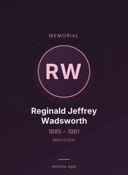 Memorial portrait of Reginald Jeffrey Wadsworth