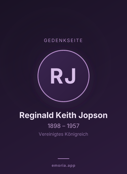 Gedenkportrait von Reginald Keith Jopson
