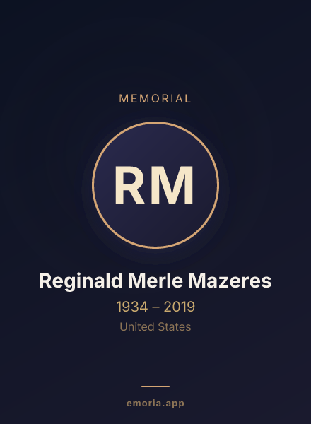 Memorial portrait of Reginald Merle Mazeres