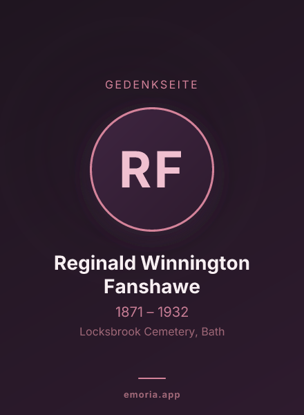 Gedenkportrait von Reginald Winnington Fanshawe