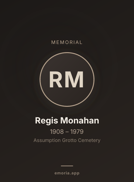 Memorial portrait of Regis Monahan
