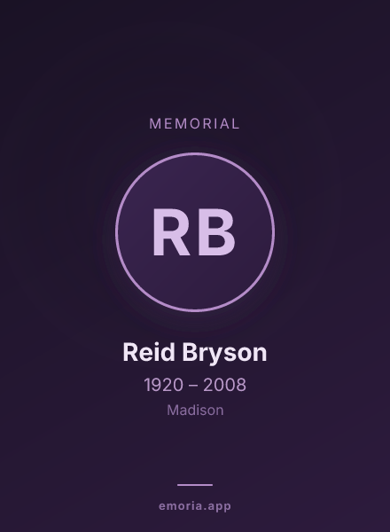 Memorial portrait of Reid Bryson