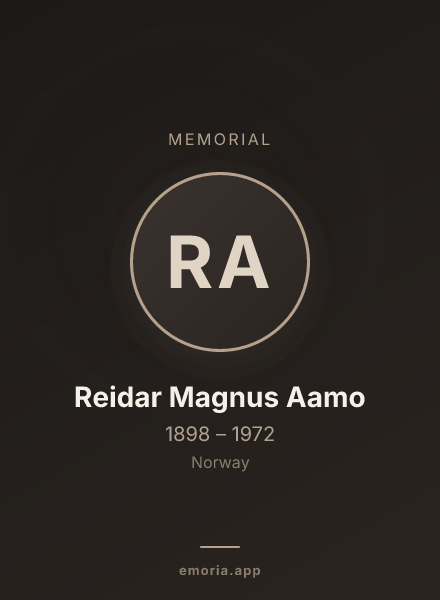 Memorial portrait of Reidar Magnus Aamo