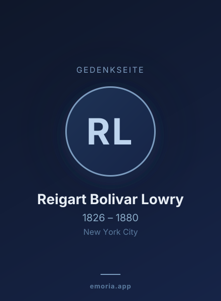 Gedenkportrait von Reigart Bolivar Lowry