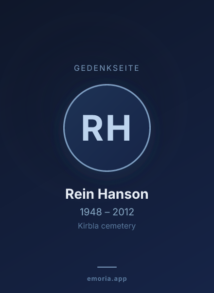 Gedenkportrait von Rein Hanson