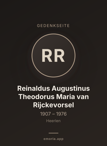 Gedenkportrait von Reinaldus Augustinus Theodorus Maria van Rijckevorsel