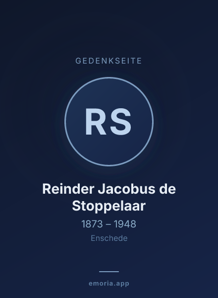 Gedenkportrait von Reinder Jacobus de Stoppelaar