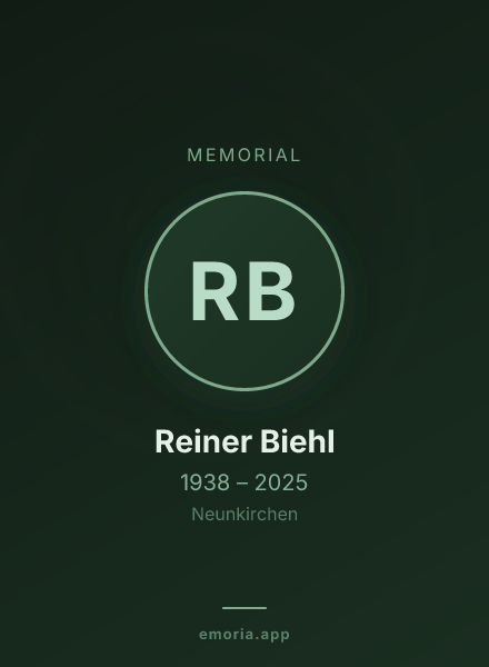 Memorial portrait of Reiner Biehl