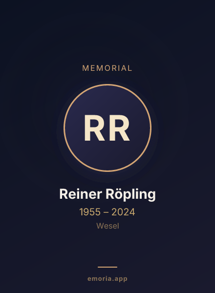 Memorial portrait of Reiner Röpling