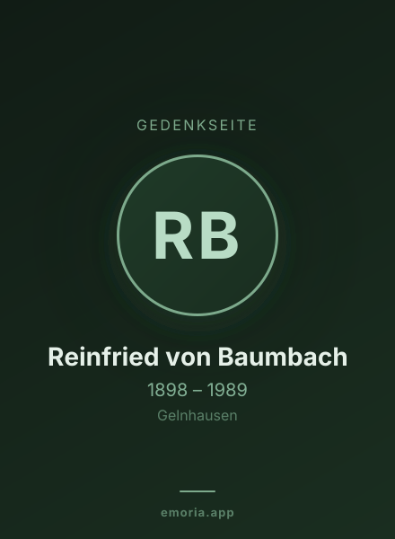 Gedenkportrait von Reinfried von Baumbach
