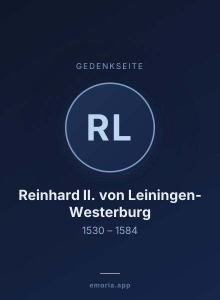 Gedenkportrait von Reinhard II. von Leiningen-Westerburg