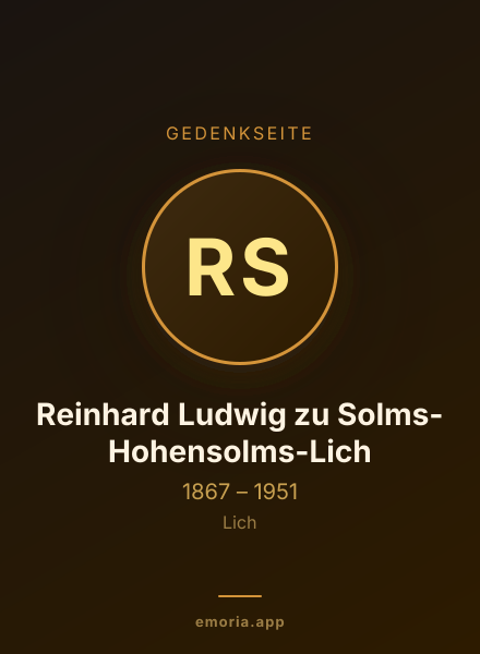 Gedenkportrait von Reinhard Ludwig zu Solms-Hohensolms-Lich