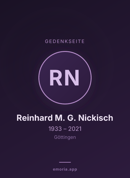 Gedenkportrait von Reinhard M. G. Nickisch