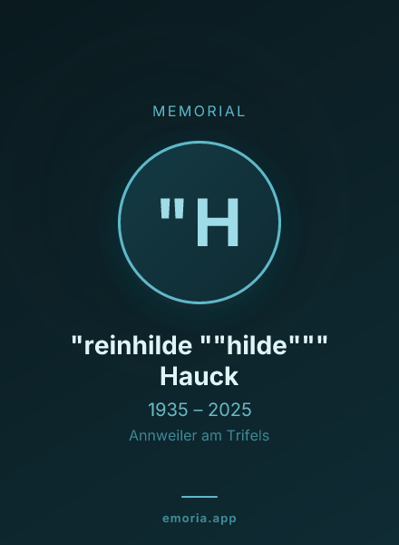 Memorial portrait of "reinhilde ""hilde""" Hauck