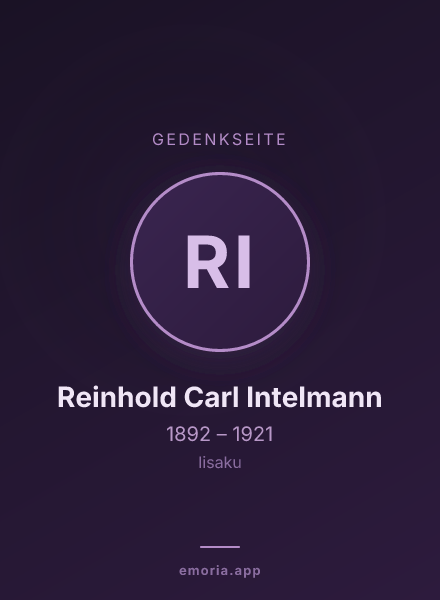 Gedenkportrait von Reinhold Carl Intelmann