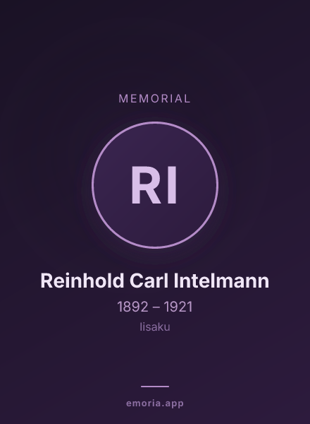 Memorial portrait of Reinhold Carl Intelmann