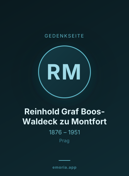 Gedenkportrait von Reinhold Graf Boos-Waldeck zu Montfort