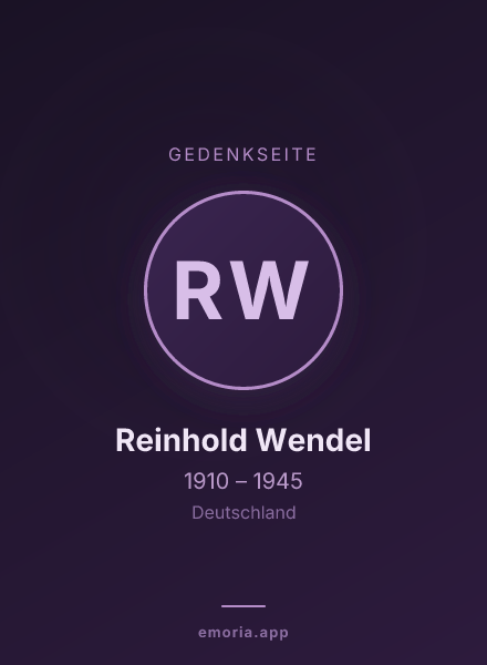 Gedenkportrait von Reinhold Wendel
