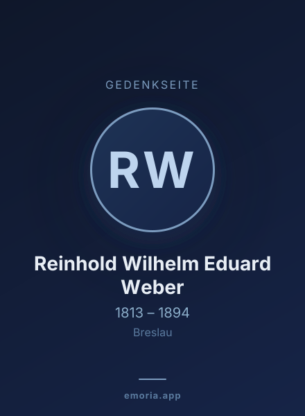 Gedenkportrait von Reinhold Wilhelm Eduard Weber