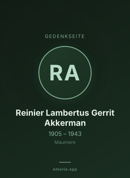 Gedenkportrait von Reinier Lambertus Gerrit Akkerman