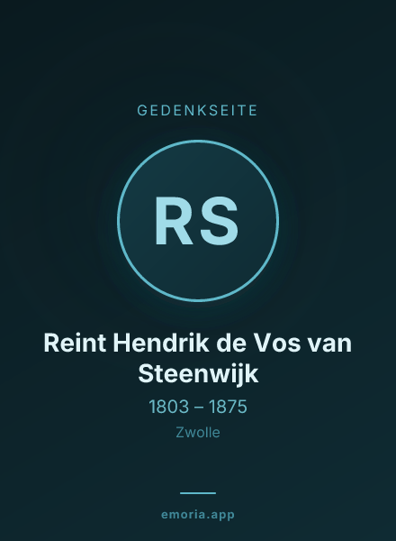 Gedenkportrait von Reint Hendrik de Vos van Steenwijk