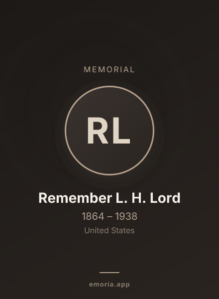 Memorial portrait of Remember L. H. Lord