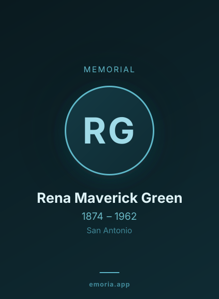 Memorial portrait of Rena Maverick Green