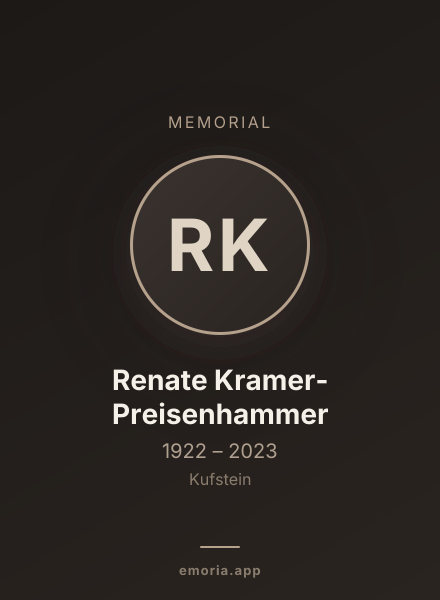 Memorial portrait of Renate Kramer-Preisenhammer