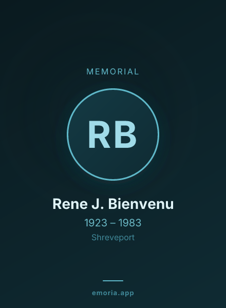 Memorial portrait of Rene J. Bienvenu