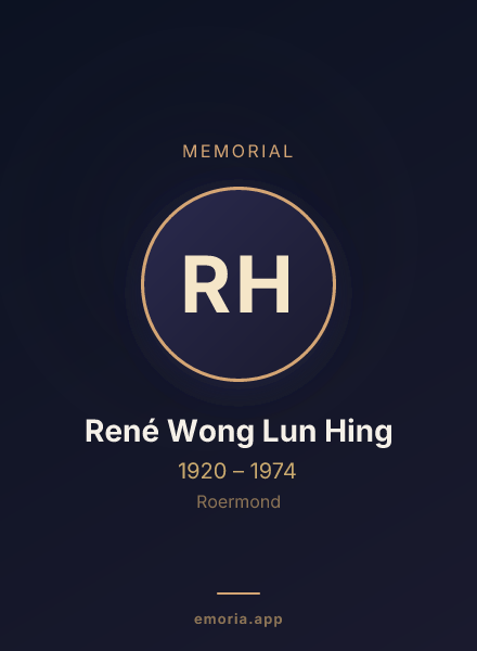 Memorial portrait of René Wong Lun Hing