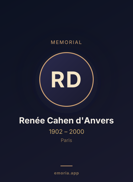 Memorial portrait of Renée Cahen d'Anvers