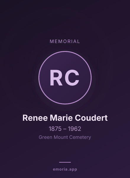 Memorial portrait of Renee Marie Coudert