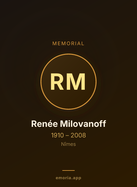 Memorial portrait of Renée Milovanoff
