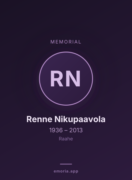 Memorial portrait of Renne Nikupaavola