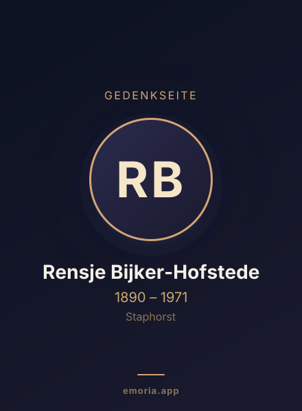 Gedenkportrait von Rensje Bijker-Hofstede