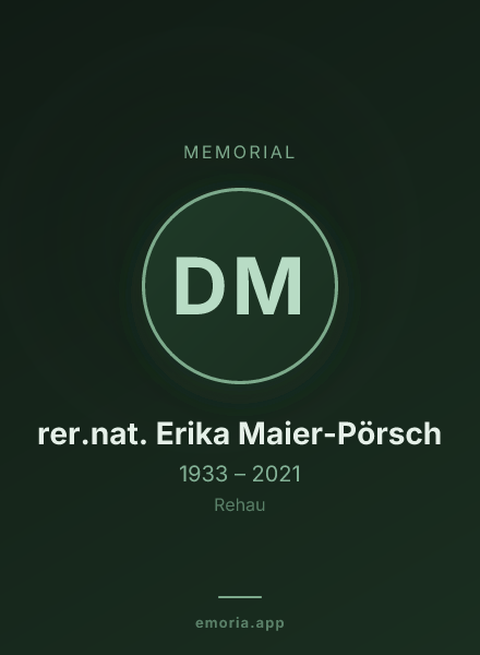 Memorial portrait of Dr. rer.nat. Erika Maier-Pörsch