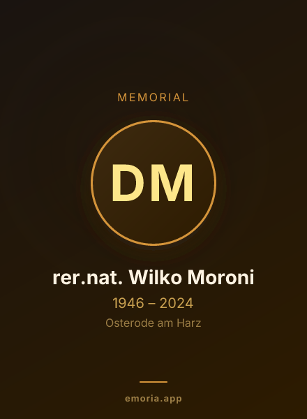 Memorial portrait of Dr. rer.nat. Wilko Moroni