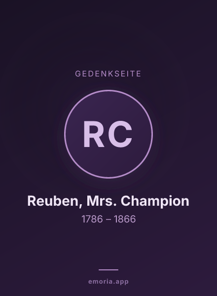 Gedenkportrait von Reuben, Mrs. Champion