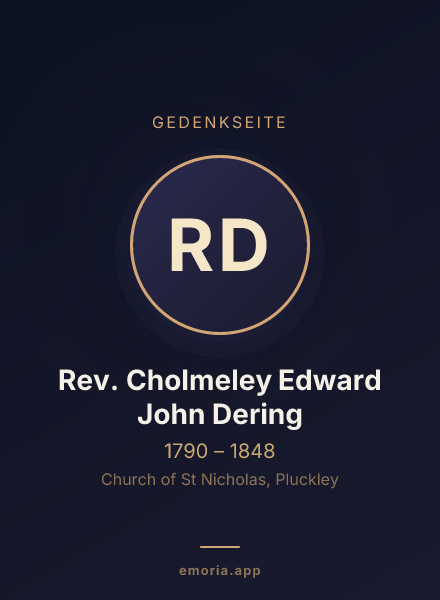 Gedenkportrait von Rev. Cholmeley Edward John Dering