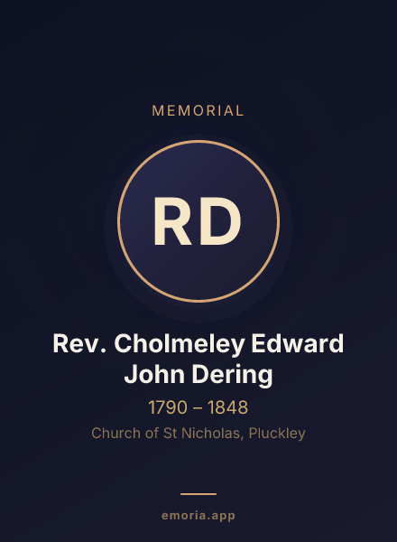 Memorial portrait of Rev. Cholmeley Edward John Dering