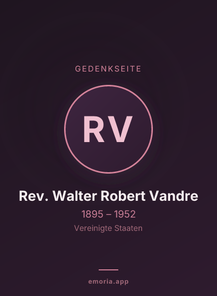 Gedenkportrait von Rev. Walter Robert Vandre