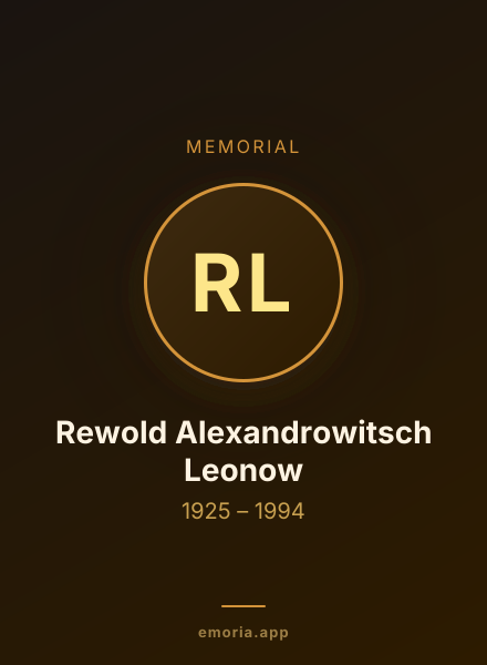 Memorial portrait of Rewold Alexandrowitsch Leonow
