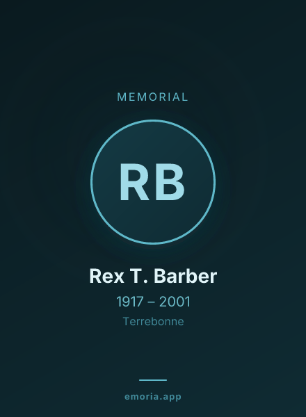 Memorial portrait of Rex T. Barber