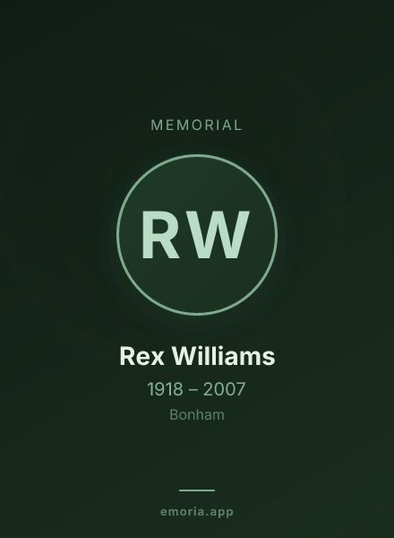 Memorial portrait of Rex Williams