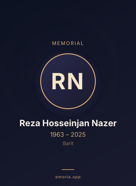 Memorial portrait of Reza Hosseinjan Nazer