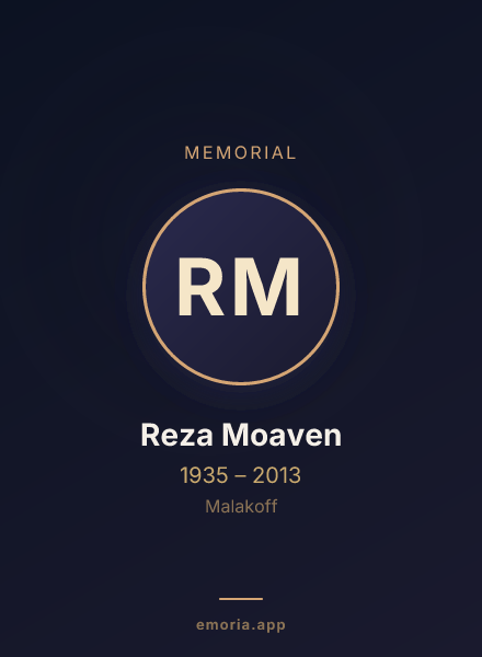 Memorial portrait of Reza Moaven