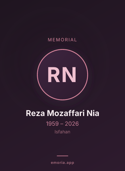 Memorial portrait of Reza Mozaffari Nia